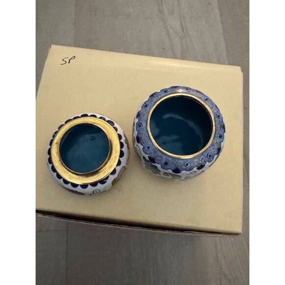 Cloisonné Trinket Box With Lid Floral Design 2.5" Tall - Picture 5 of 8